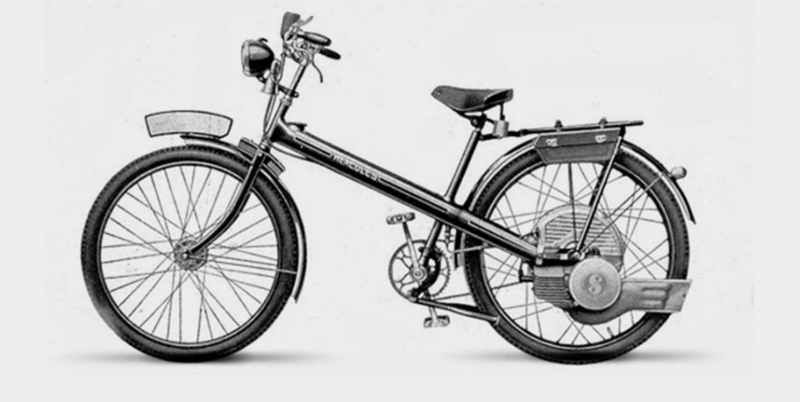 Photo: Hercules. The Saxonette bolted to a Hercules bike.